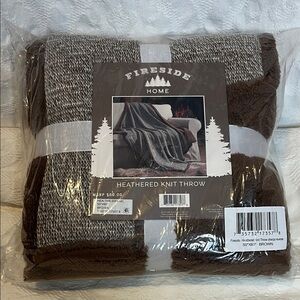 Fireside Heathered Knit Fleece Reverse Throw in Brown, 50" x 60"